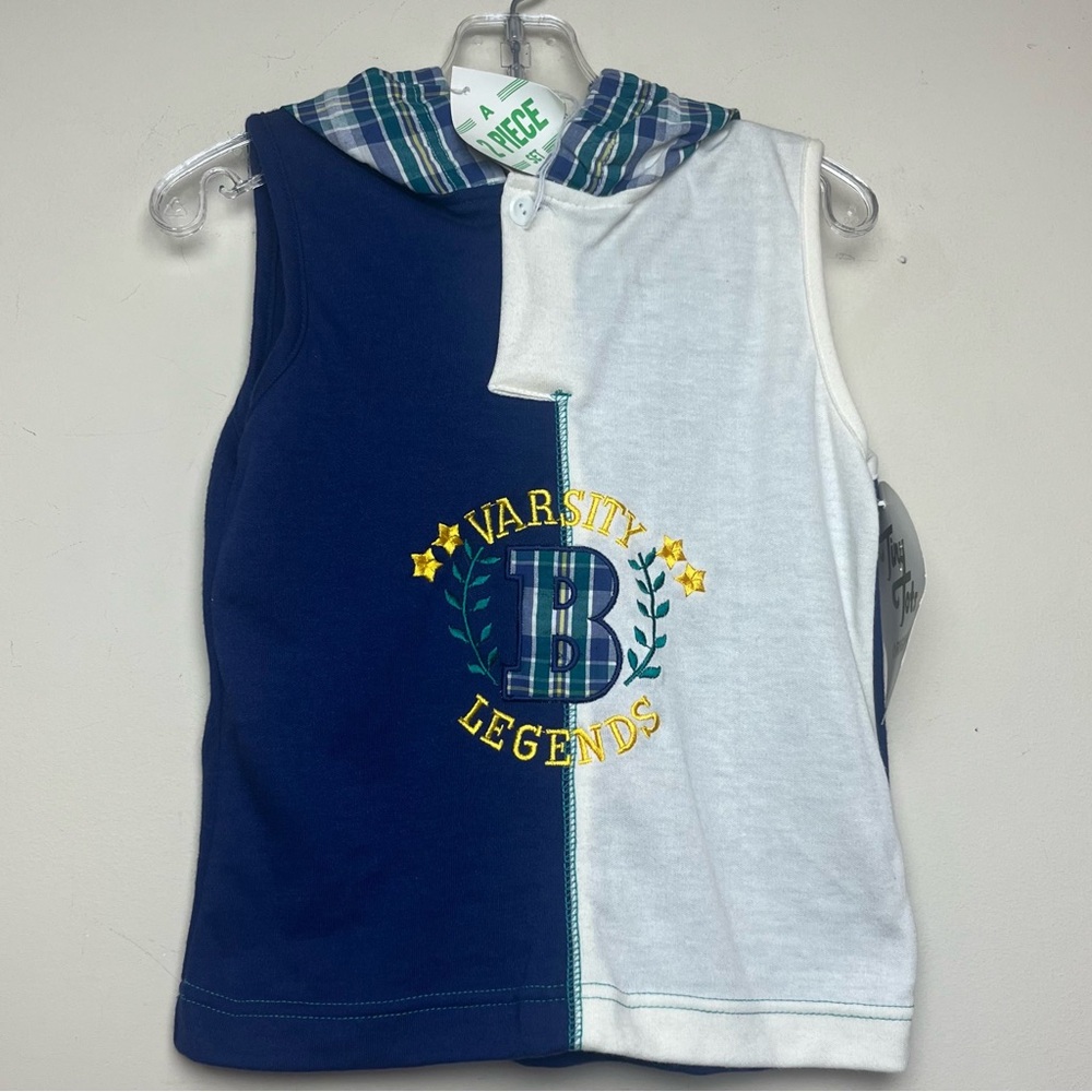 Vintage Tiny Tots Originals Deadstock NWT Varsity Legend Tank Hood Plaid‎ 80s 3T